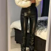 Black faux leather trousers