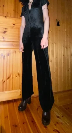 Black velvet jumpsuit