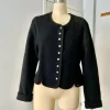 Black Wool Jacket - Button Front Cottagecore Bavarian Cardigan