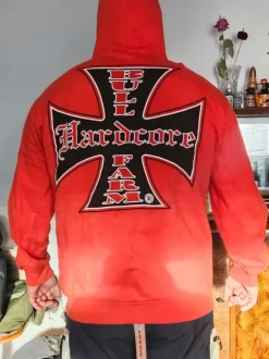 Bullfarm Hardcore miesten punainen vetoketjullinen huppari