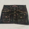 Cowgirl denim leather miniskirt
