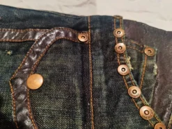 Cowgirl denim leather miniskirt