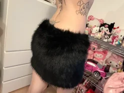 Fur mini skirt