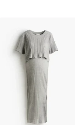 H&M mama ribbi lyhyt t-paita + kynähame koko M