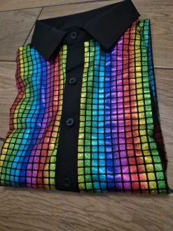 Koszula strój disco multikolor lata 80 90 PRL połysk L