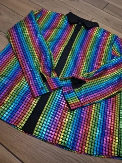 Koszula strój disco multikolor lata 80 90 PRL połysk L