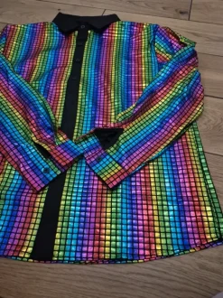 Koszula strój disco multikolor lata 80 90 PRL połysk L