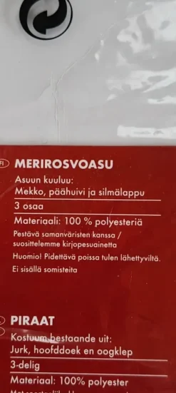 Merirosvo naamiaisasu koko 36/38