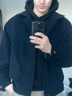 Navy blue cashmere & wool jacket