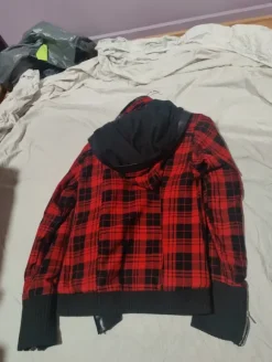 Red hoodie, jacket poizen industries