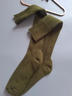 Skarpety 40-45 khaki podkolanówki wełniane długie