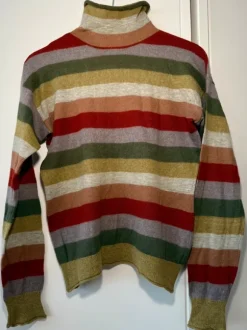 striped alpaca wool blend turtleneck sweater