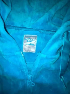 Turkoosi solmittava velour huppari