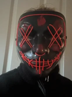Uhyggelig maske med lys halloween fastelavn udklædning