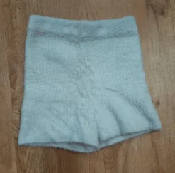 White fuzzy knit shorts